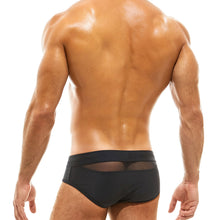 Load image into Gallery viewer, Troja Swim Brief Trunks with Sheer Mesh Window at Rear black