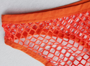 Meshy Net Underwear Briefs Neon Orange