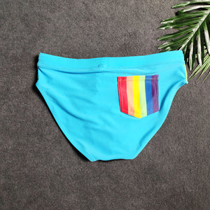 Pride Month Edition Swim Trunks with Rainbow Flag Speedos sky blue