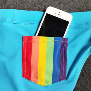 Pride Month Edition Swim Trunks with Rainbow Flag Speedos sky blue