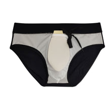 Load image into Gallery viewer, Troja Swim Brief Trunks with Sheer Mesh Window at Rear black