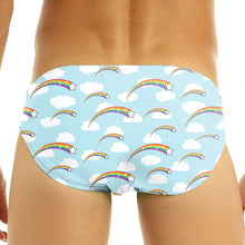 Load image into Gallery viewer, Cloudy Swim Briefs with Rainbow Cloud Print Speedos Pride Edition