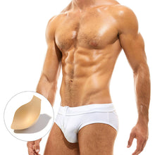 Load image into Gallery viewer, Troja Swim Brief Trunks with Sheer Mesh Window at Rear white