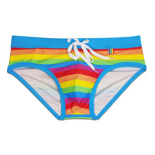 Load image into Gallery viewer, Brighton Rainbow Swim Trunks Speedos with Drawstring Pride Edition