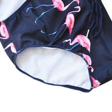 Load image into Gallery viewer, Miami Swim Trunks Briefs with Flamingo Dark Blue