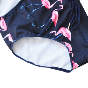 Miami Swim Trunks Briefs with Flamingo Dark Blue