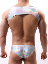Load image into Gallery viewer, Metallic Hologram Harness Top &amp; Bottom Set for Pride and Party Silver