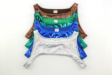 Load image into Gallery viewer, Metallic Hologram Harness Top &amp; Bottom Set for Pride and Party Blue