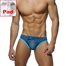 Load image into Gallery viewer, Cancun Mens Speedo Briefs Leopard Print Low Rise with Pad Blue