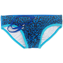 Load image into Gallery viewer, Cancun Mens Speedo Briefs Leopard Print Low Rise with Pad Blue