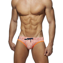 Load image into Gallery viewer, Cancun Mens Speedo Briefs Leopard Print Low Rise with Pad Orange