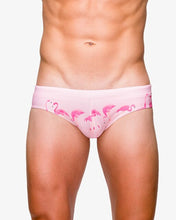 Load image into Gallery viewer, Miami Swim Trunks Briefs with Flamingo pink