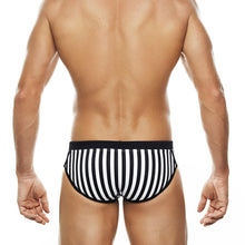 Load image into Gallery viewer, Mykonos Swim Briefs Black and White Striped w
