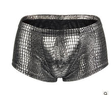 Load image into Gallery viewer, Sheen Holographic Swimsuit Hipster Trunks for men metallic silver